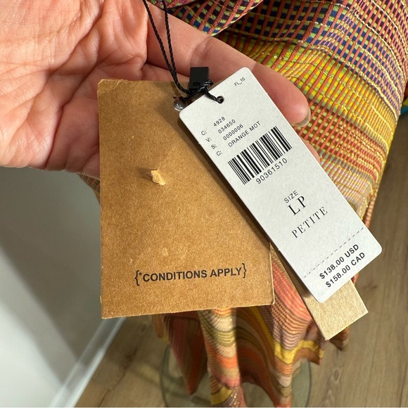 Conditions Apply Stripe Multicolor Halter Midi Dress Women’s Size Large Petite - Picture 10 of 12